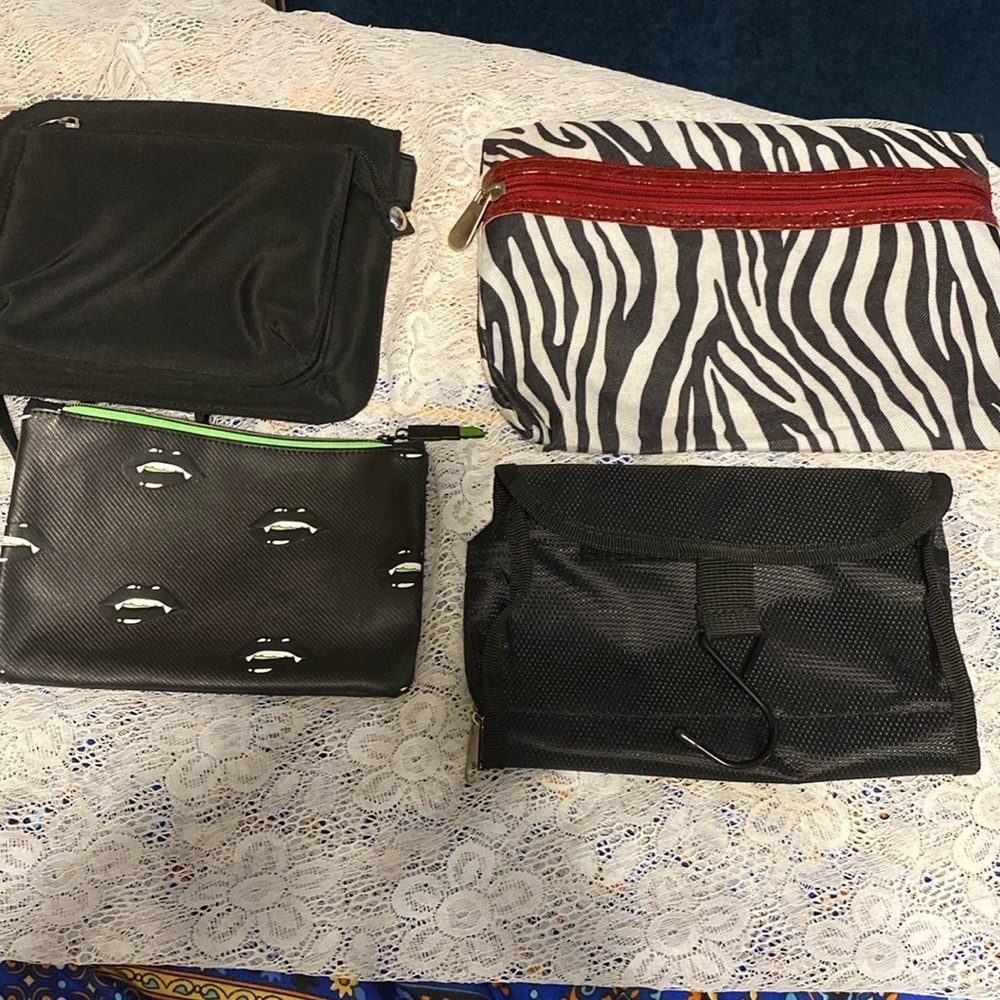 Black Textured Cosmetic Bags Set